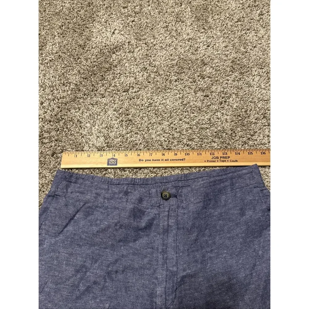 Banana Republic Womens Navy Blue Linen Blend High Rise Shorts M Elastic Back